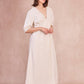 Abito midi con scollo a V e bordi in pizzo