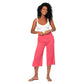 Pantaloni culotte estivi in cotone e lino rosa