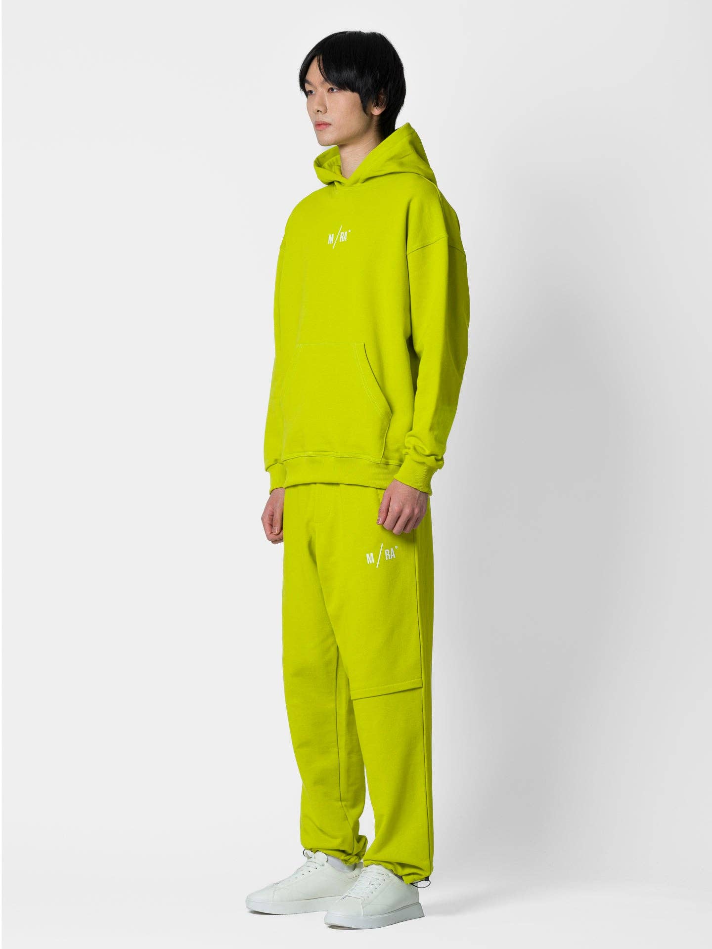 Felpa con cappuccio regular lime con logo