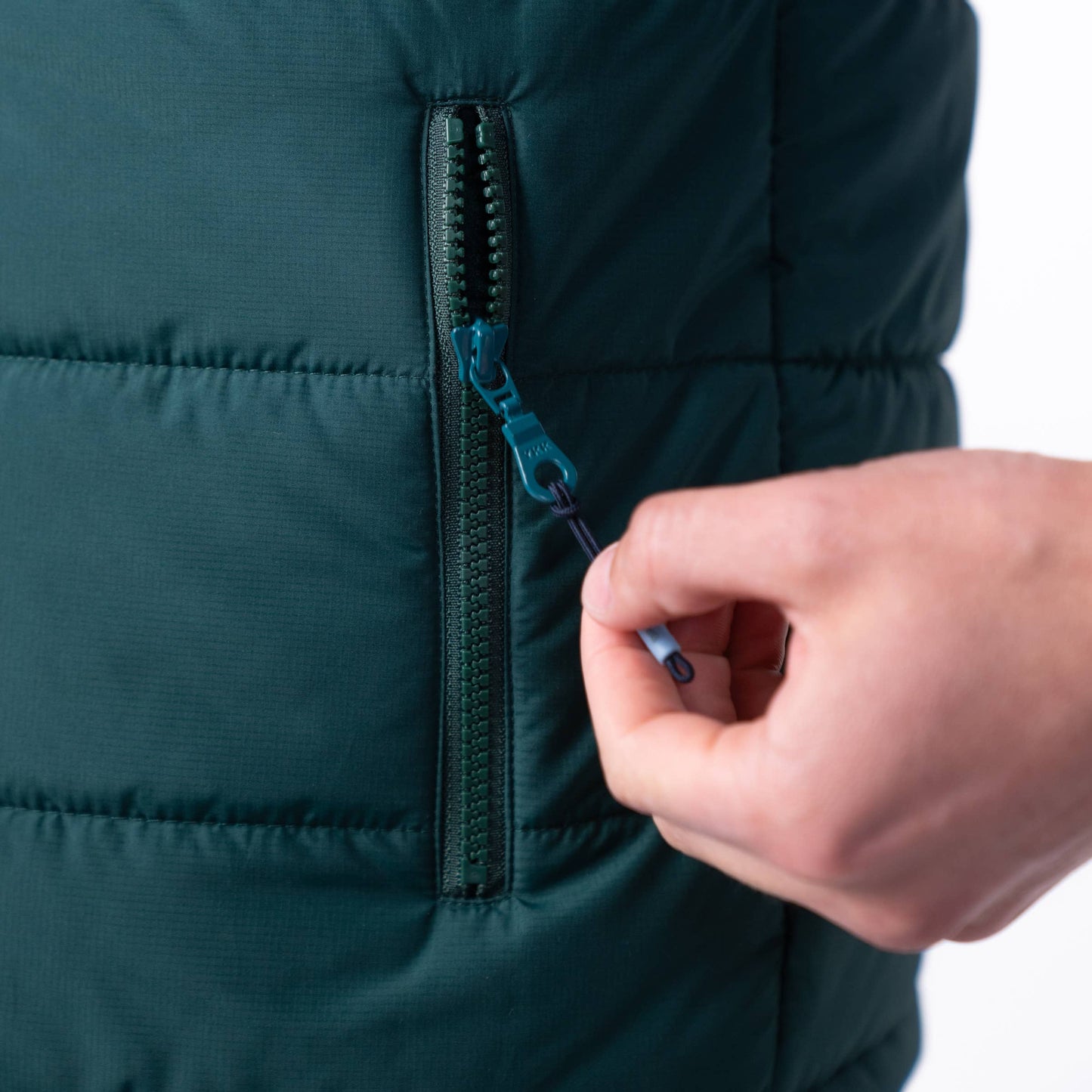 Gilet in sherpa bicolore verde senza maniche