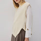 Gilet maglia asimmetrico crema da donna