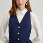 Completo gilet e gonna midi blu navy