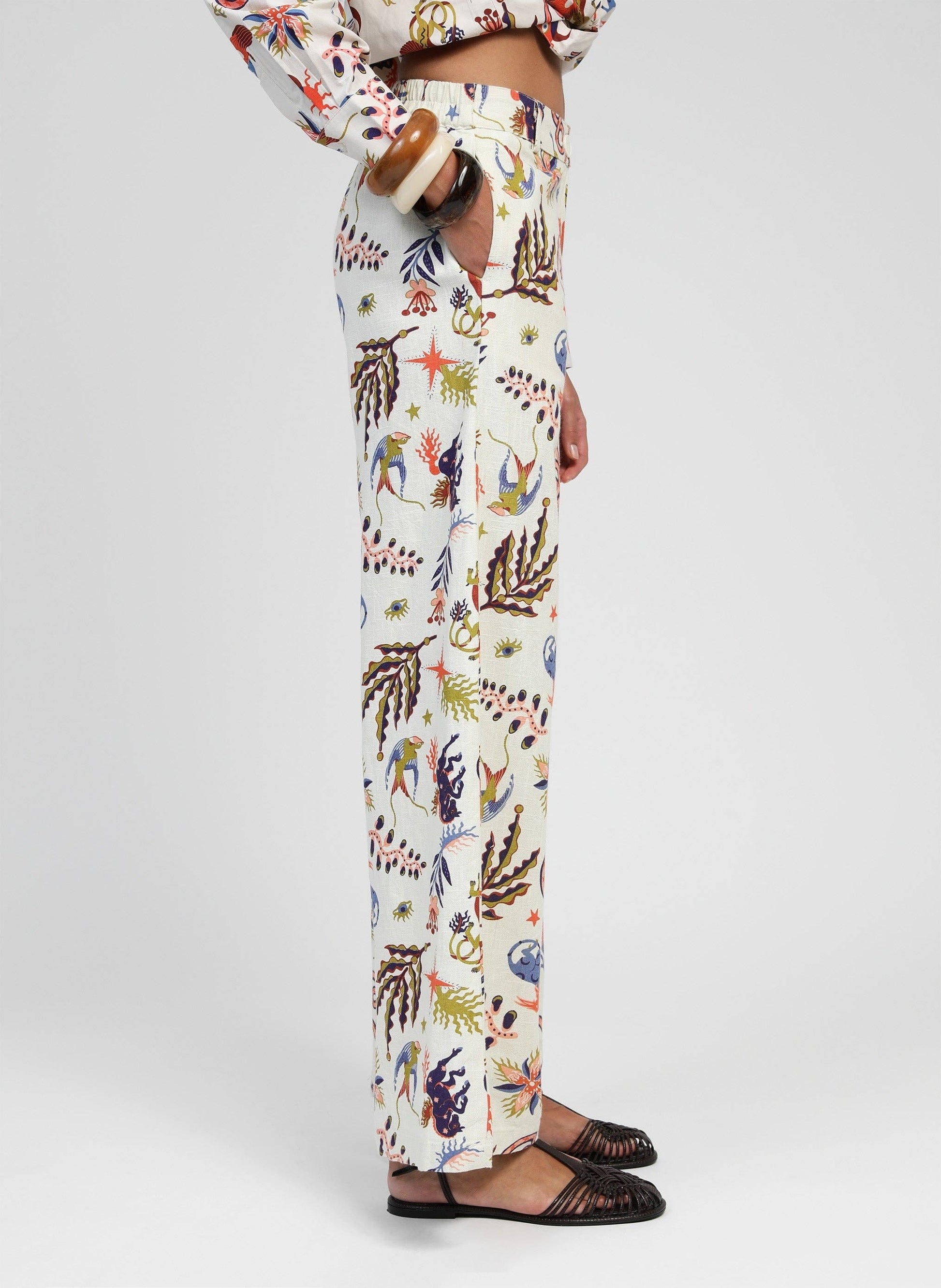 Pantaloni Rossy a fantasia écru