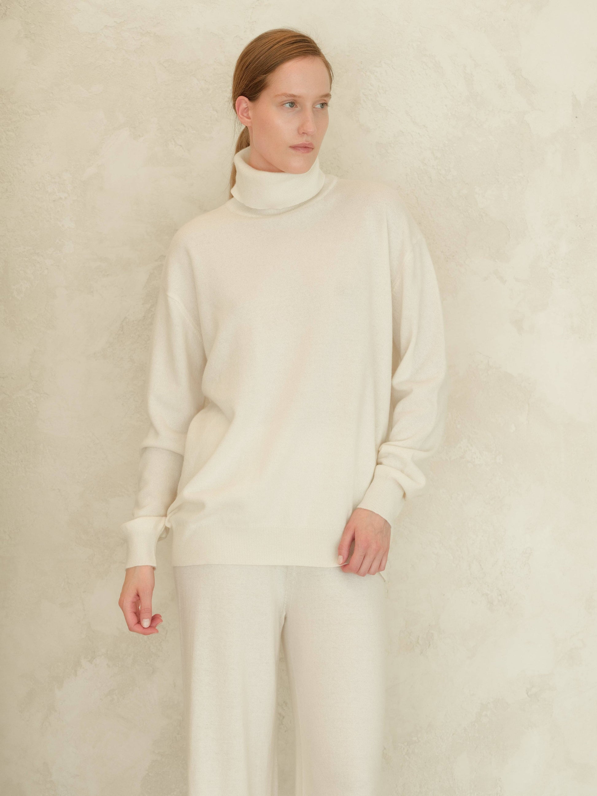 Maglione dolcevita classico in misto cashmere