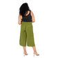 Pantaloni culotte estivi in lino plus size verdi da donna
