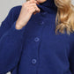 Cardigan cropped blu oltremare a collo alto