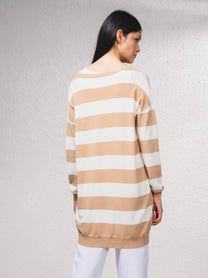Cardigan oversize a righe in maglia fine