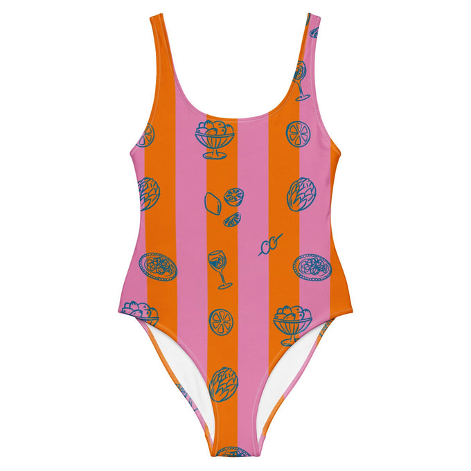 Costume intero Positano a righe multicolor