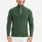 Felpa uomo in cotone a nido d’ape con mezza zip verde menta