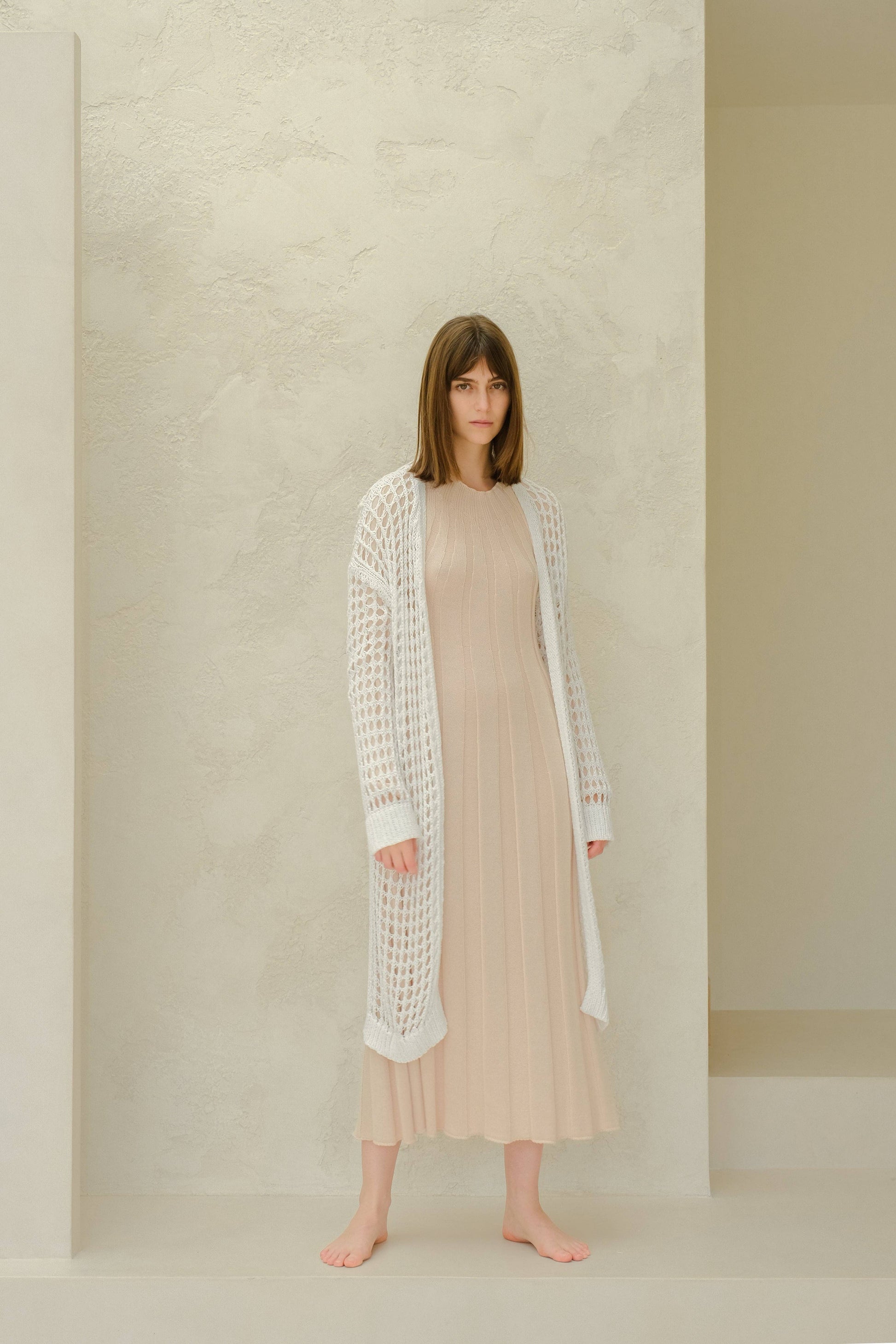 Cardigan maxi all’uncinetto in cotone