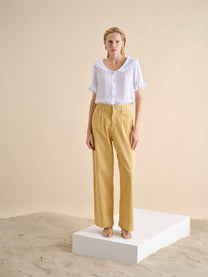 Blusa in cotone con colletto sailor e volant
