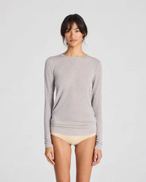 Maglia a maniche lunghe Thyra in lana grigio mélange chiaro