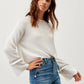 Maglia in cotone con maniche a campana e frange