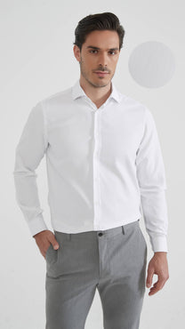 Camicia in cotone piqué comfort bianca