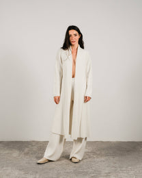 Maxi cardigan in misto cashmere con collo a scialle