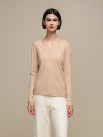 Maglione in maglia da donna con scollo a V