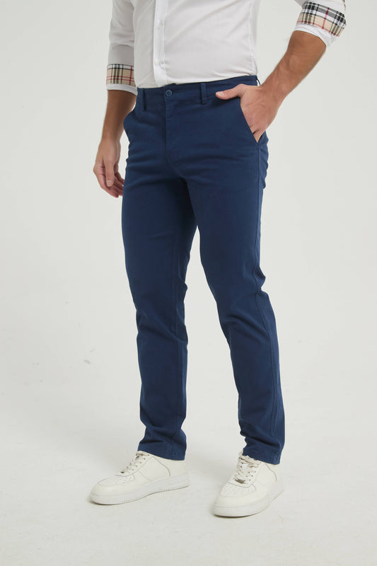 Pantaloni chino elasticizzati blu scuro da uomo