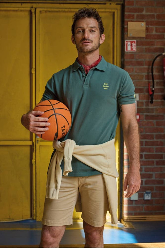 Polo Novak in cotone piqué verde quercia
