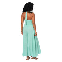 Tuta lunga estiva boho in cotone con schiena scoperta