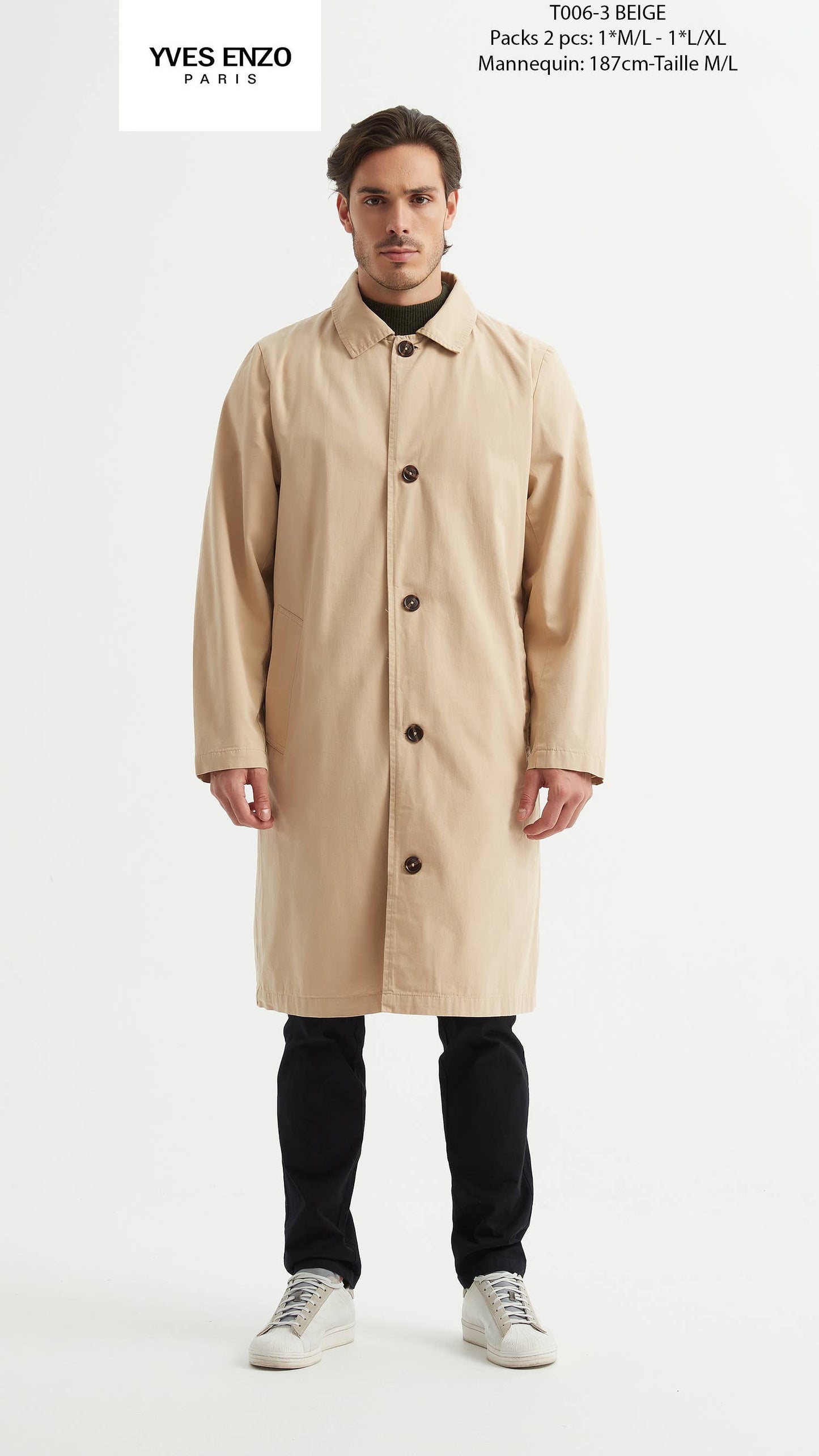 Trench coat chic beige da uomo