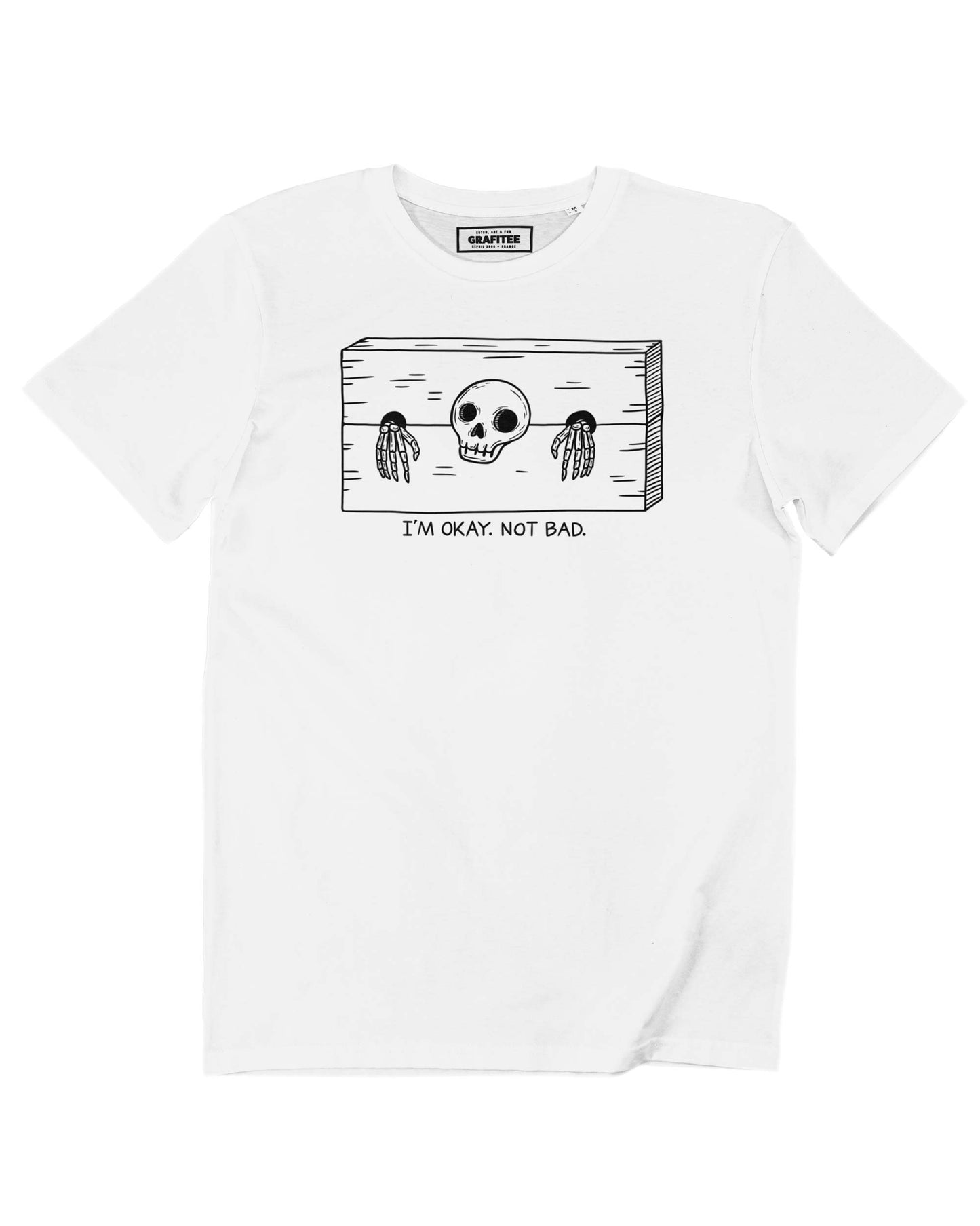 T-shirt unisex in cotone biologico con stampa scheletro “Not Bad”