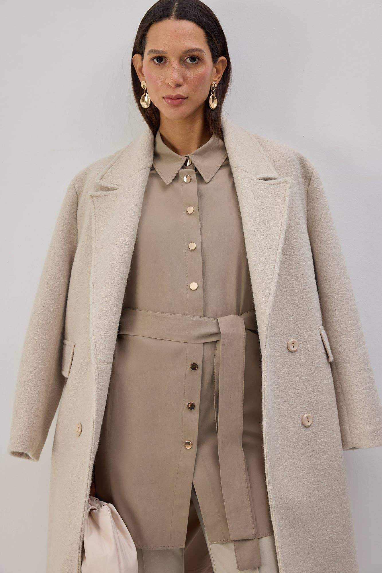 Camicia in popeline con cintura