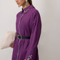 Camicia lunga viola con colletto gioiello