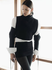 Scaldabraccia in lana merino extra fine con fasce lunghe