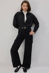Pantaloni cargo in gabardine neri