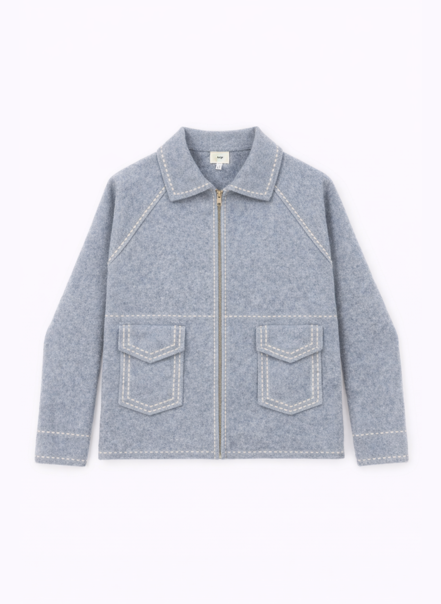 Gilet Niba grigio con zip e cuciture a contrasto
