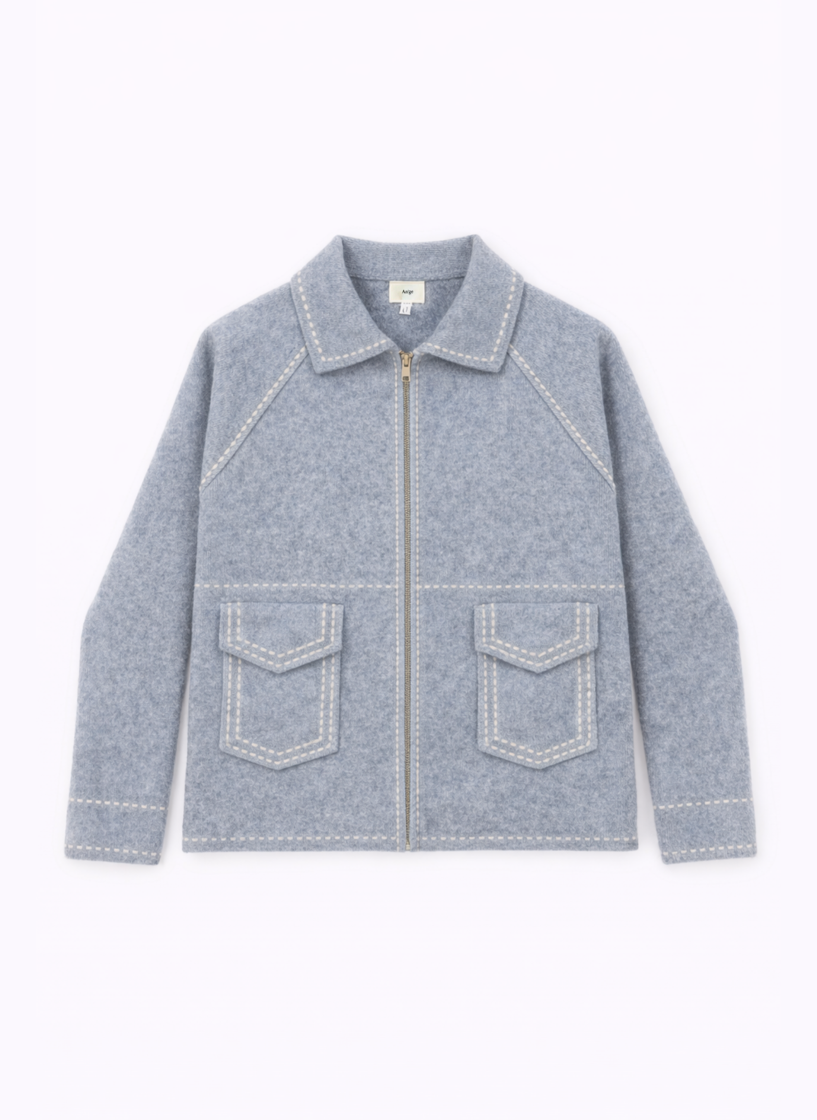Gilet Niba grigio con zip e cuciture a contrasto
