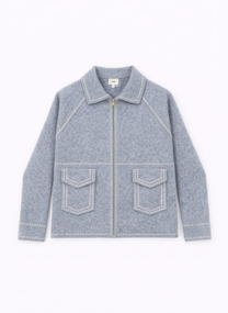 Gilet Niba grigio con zip e cuciture a contrasto