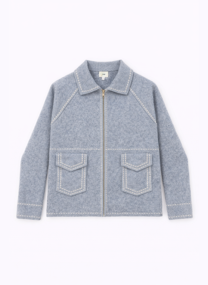 Gilet Niba grigio con zip e cuciture a contrasto