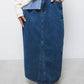 Gonna midi in denim a cinque tasche