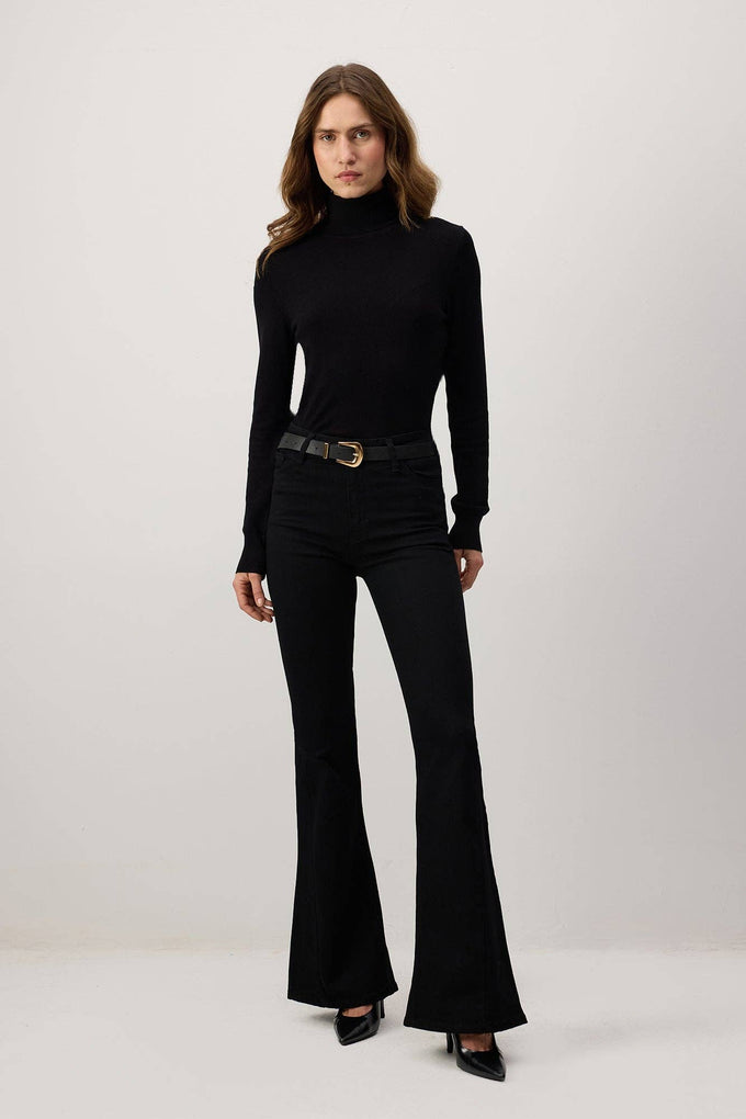 Pantaloni flare in denim elasticizzato nero