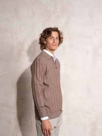 Maglione polo da uomo a coste con zip