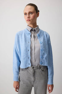Cardigan corto in maglia con bottoni