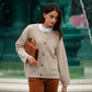 Cardigan in maglia beige con bottoni