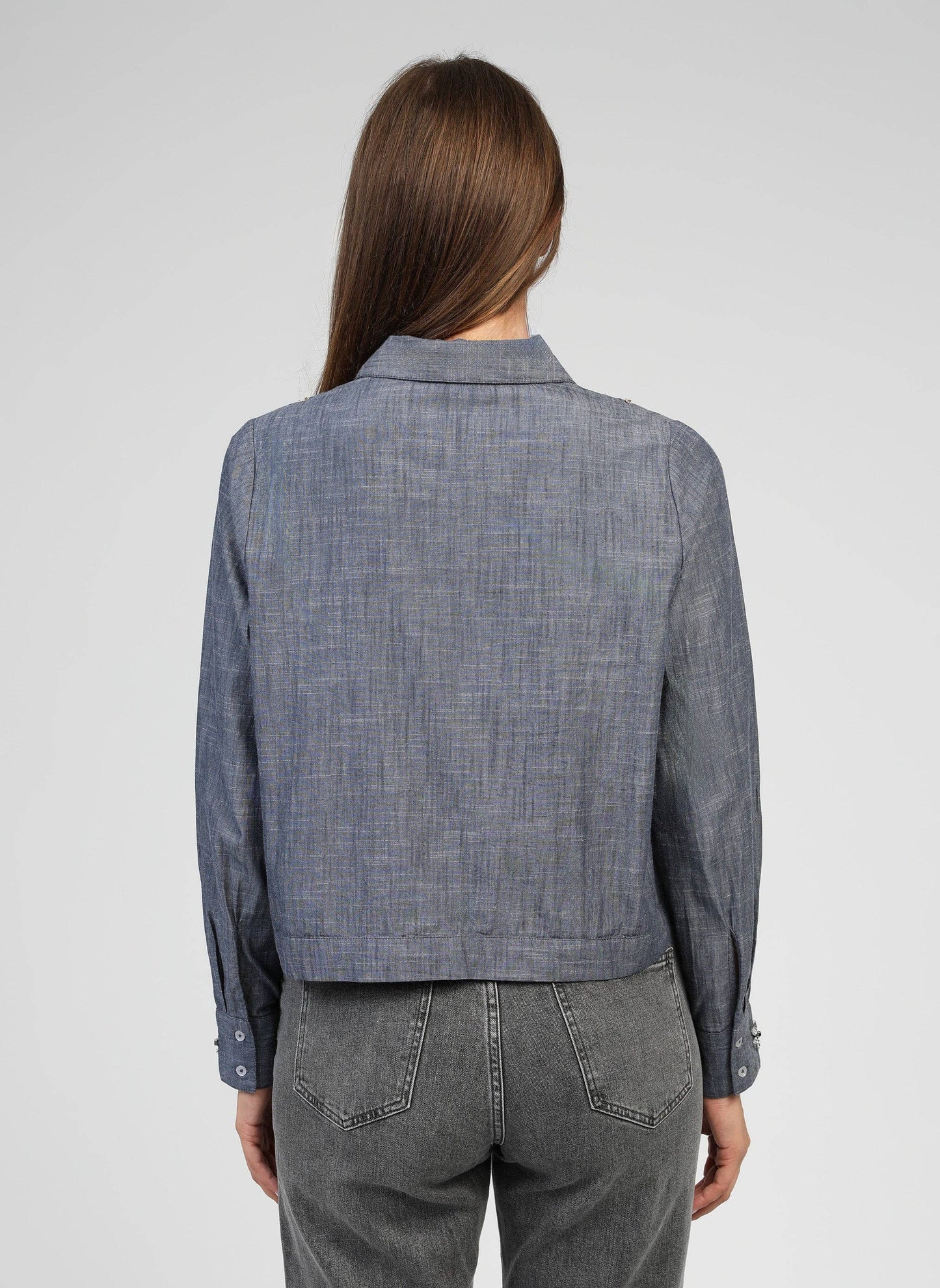 Camicia in denim Stelia con ricami e paillettes