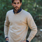 Maglione girocollo spesso sfumato beige da uomo