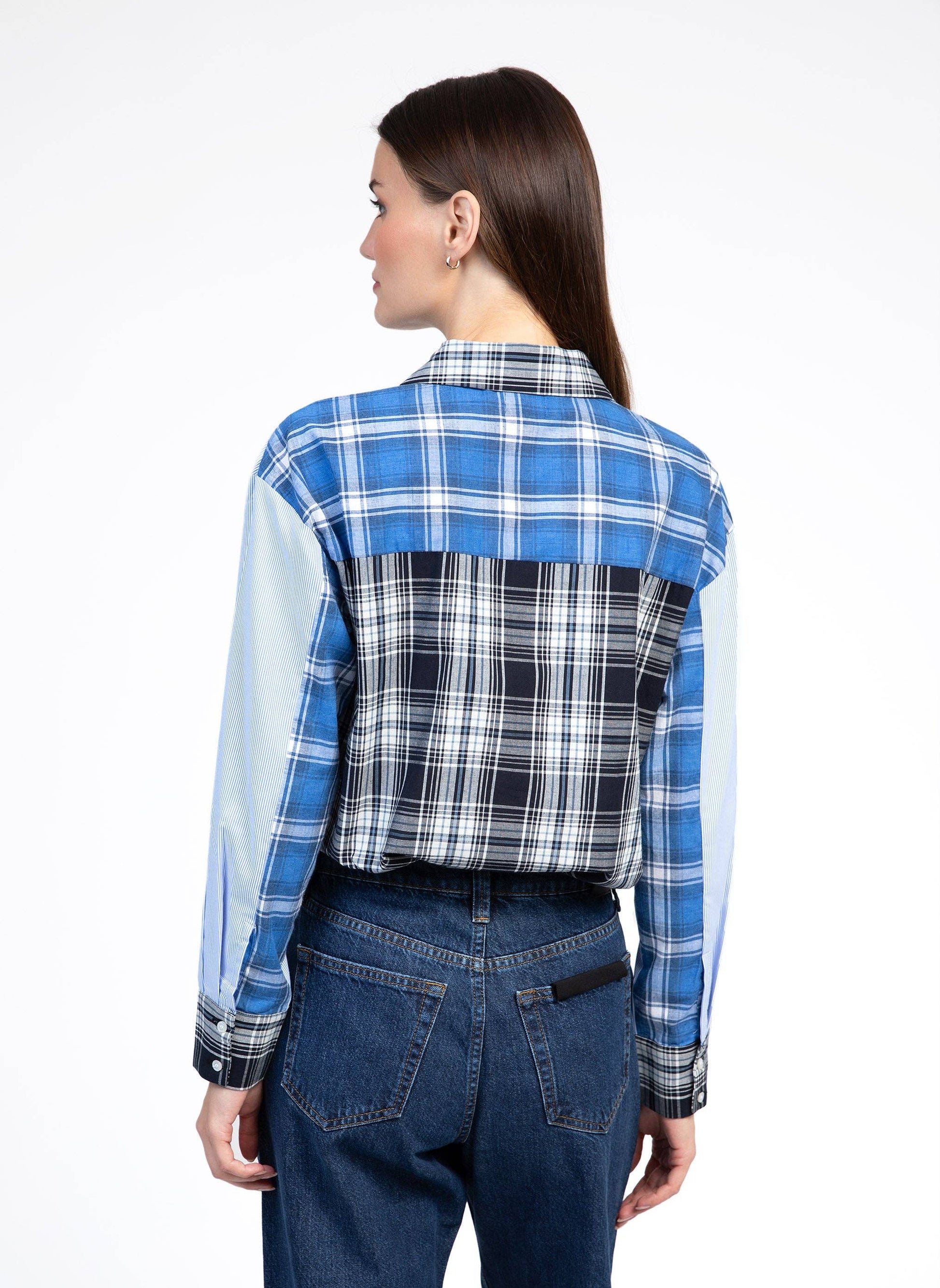 Camicia patchwork blu Sissyna