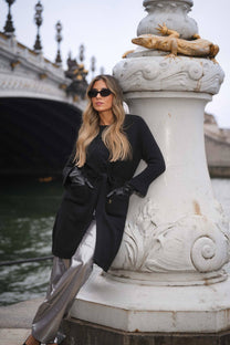 Cardigan lungo in maglia con cintura