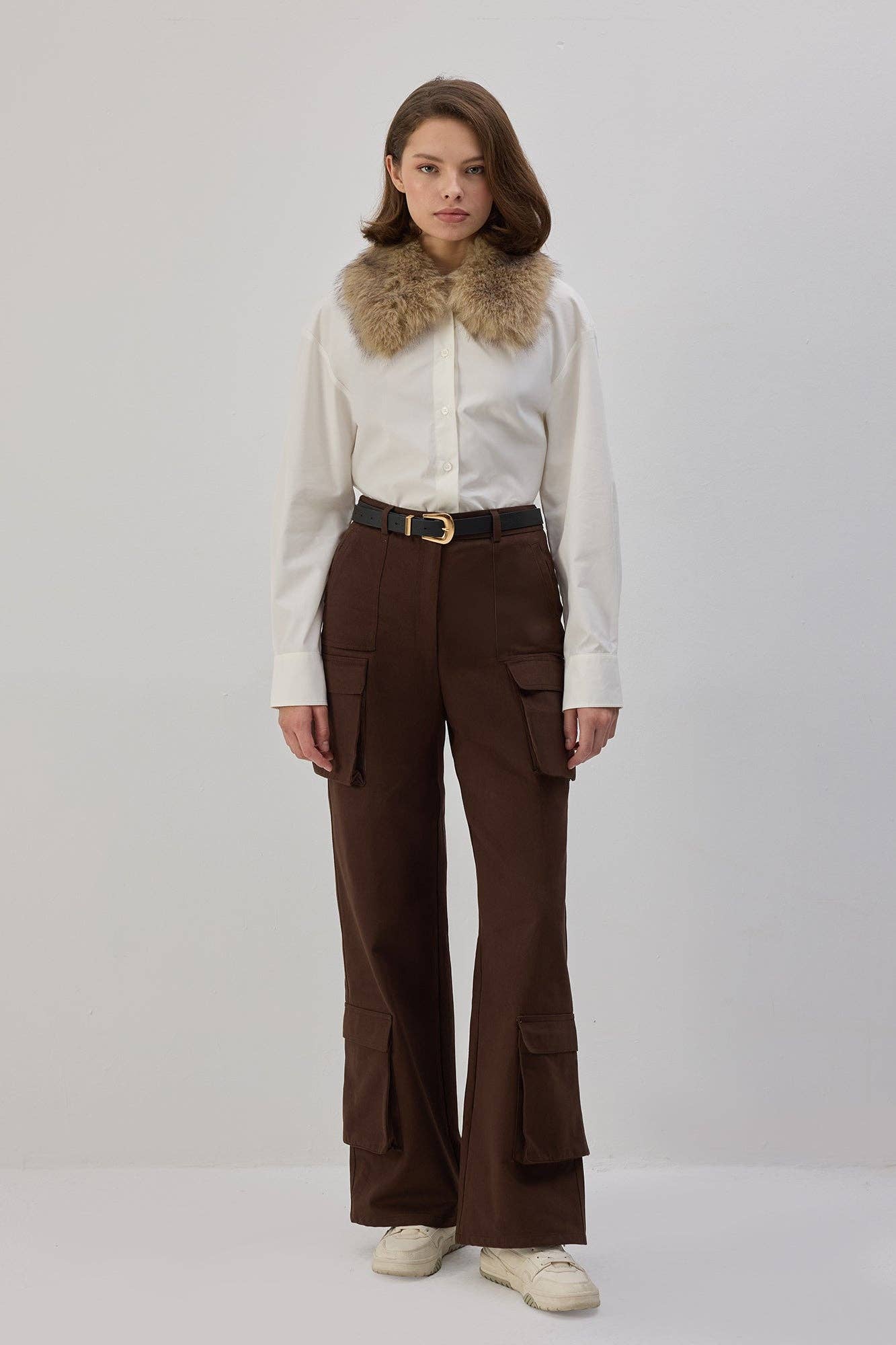 Pantaloni cargo in gabardine di cotone