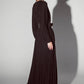Abito lungo nero in lurex con scollo a V e cintura