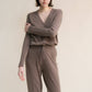 Tuta in misto cashmere con scollo a V