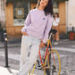Felpa oversize donna lavanda tinto a pigmenti