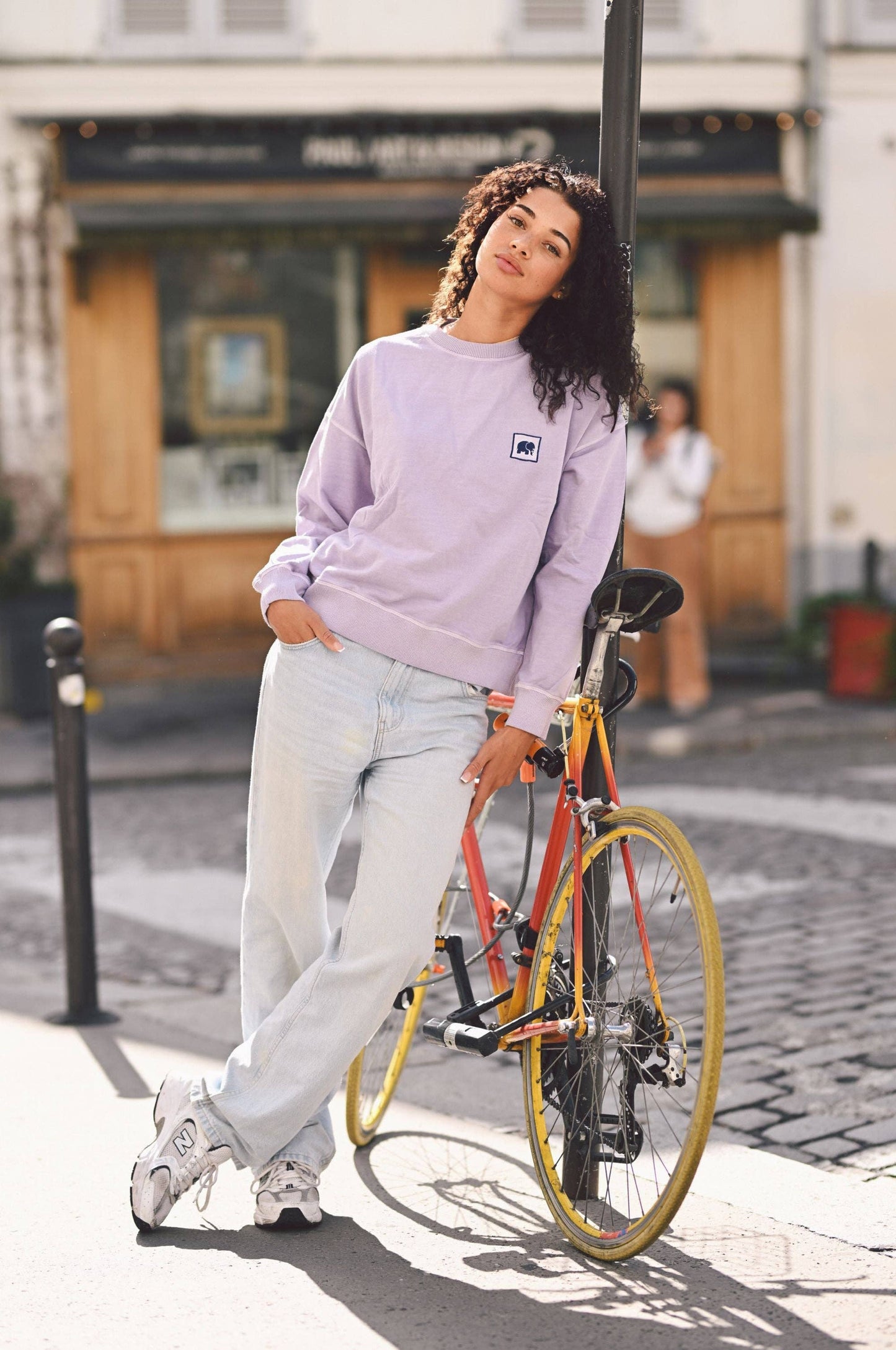Felpa oversize donna lavanda tinto a pigmenti