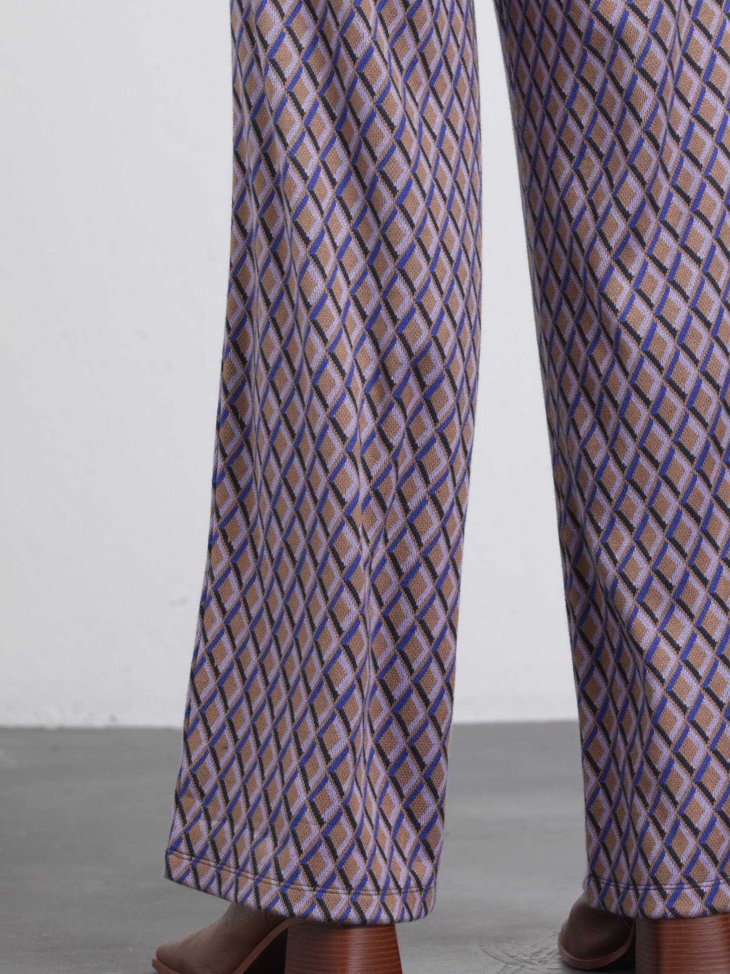 Pantaloni palazzo jacquard a rombi