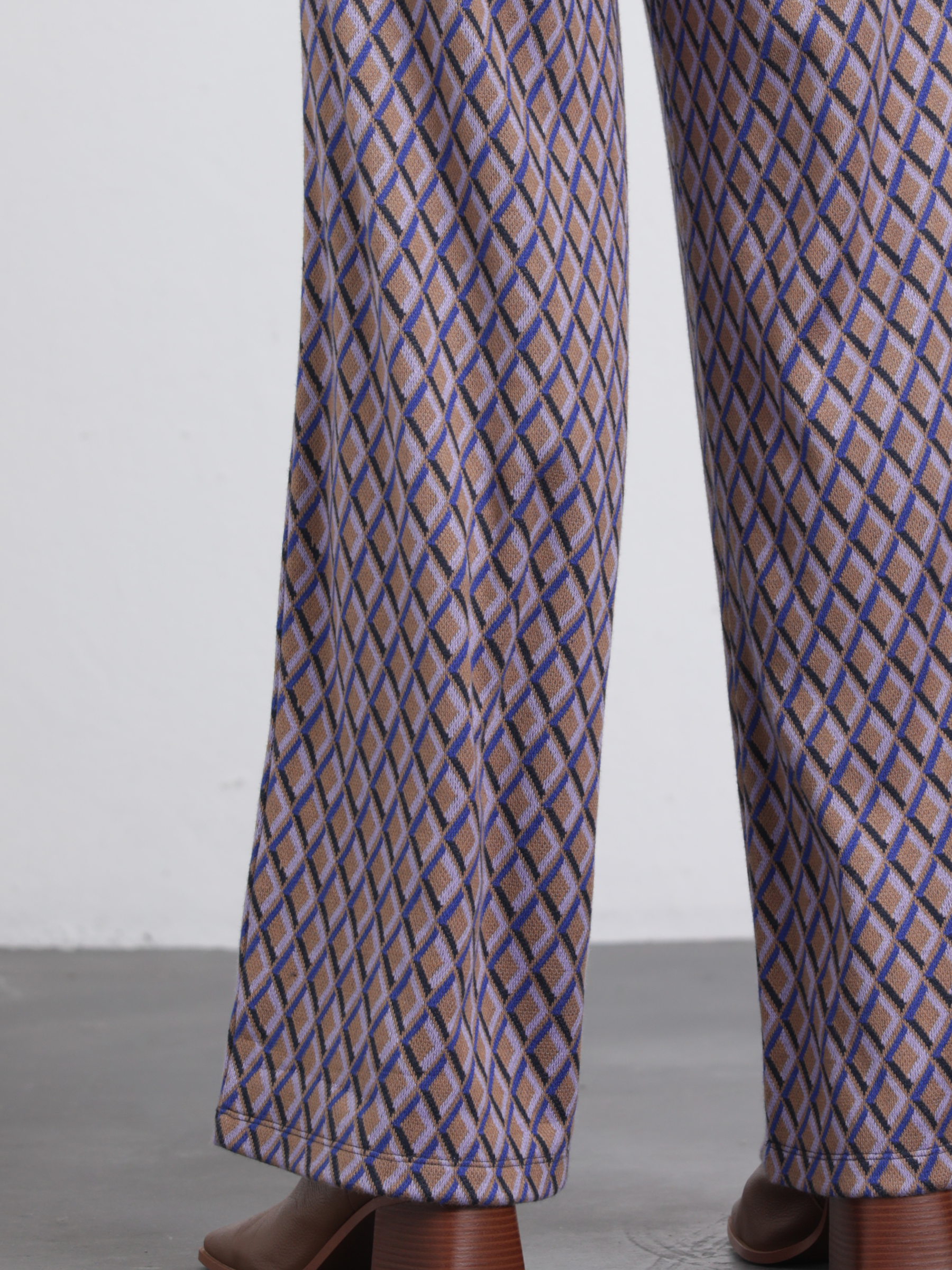 Pantaloni palazzo jacquard a rombi