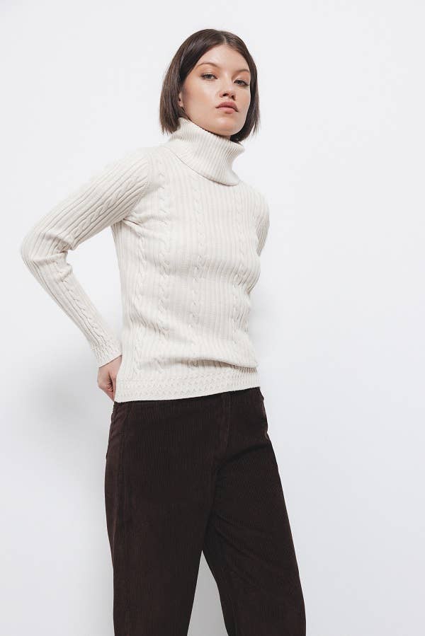 Maglione a maglia strutturata con collo alto